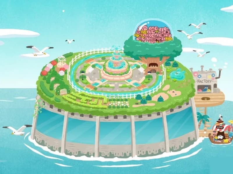 Aerial view of the floating prison island