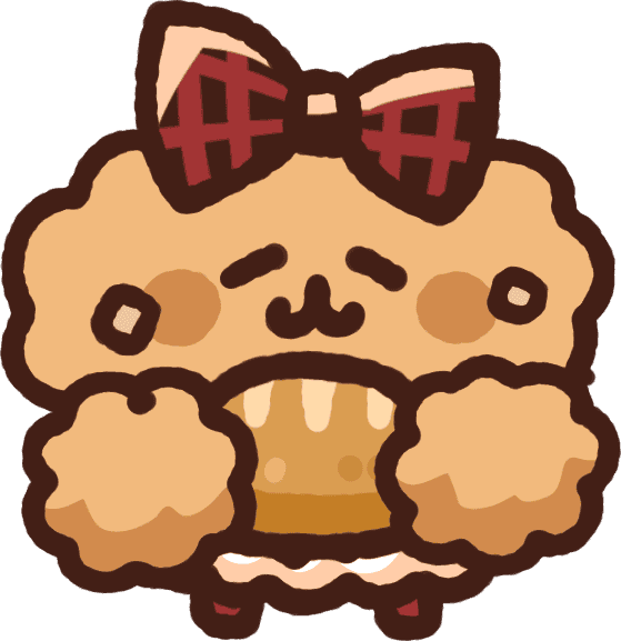 Kirara the poodle inmate eating a freshly baked bun, eyes closed in bliss